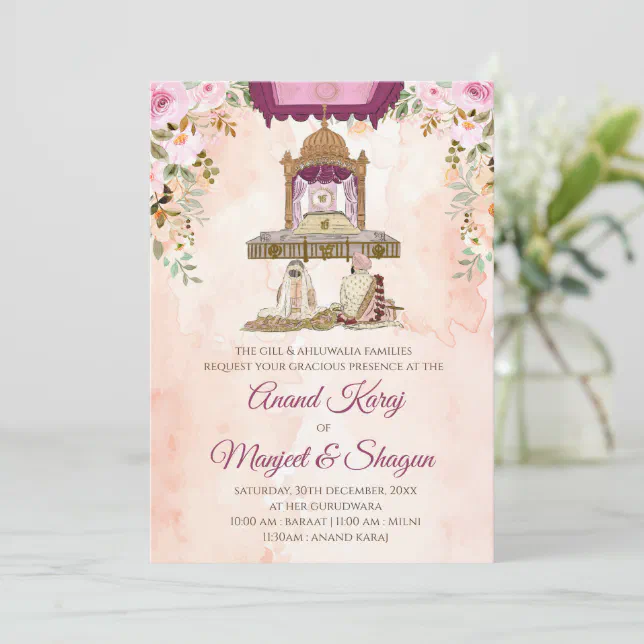 Sikh wedding invites & Anand Karaj wedding cards Zazzle