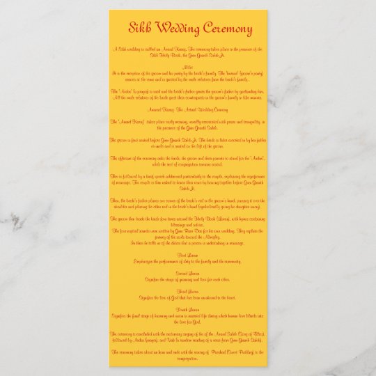 Sikh Wedding Program Zazzle Com