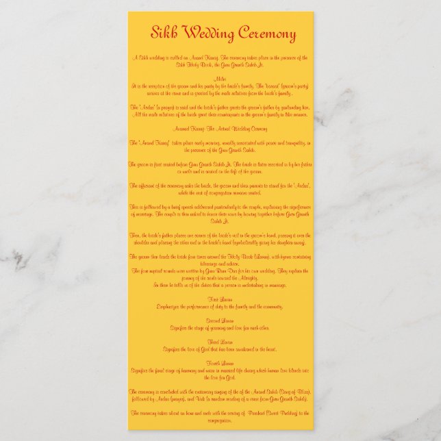 Sikh Wedding Program (Front)