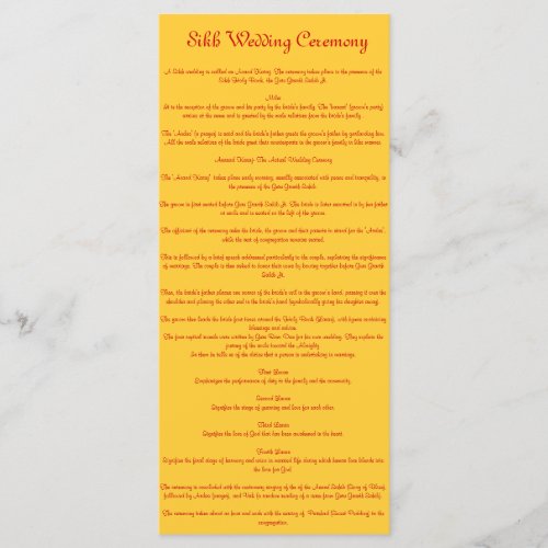 Sikh Wedding Program