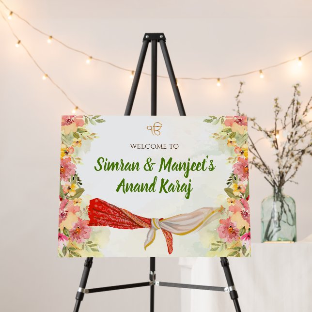 Sikh Wedding Sign Anand Karaj Welcome Sign, Anand  (In Situ (Stand))