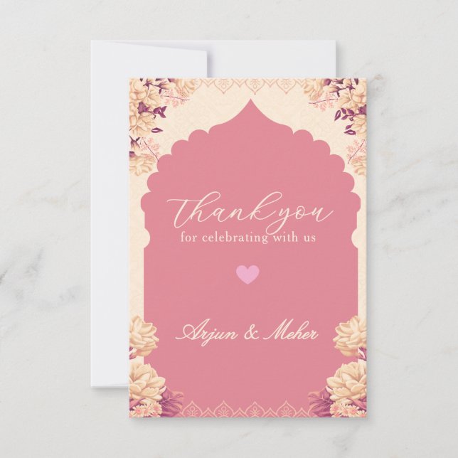 Sikh Wedding Thank You Card | Elegant Punjabi Wedd (Front)