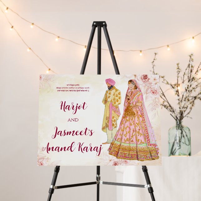 Sikh wedding welcome & Anand Karaj Welcome Signs (In Situ (Stand))