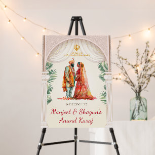 Sikh Wedding welcome Sign Anand Karaj Sign, Punjab