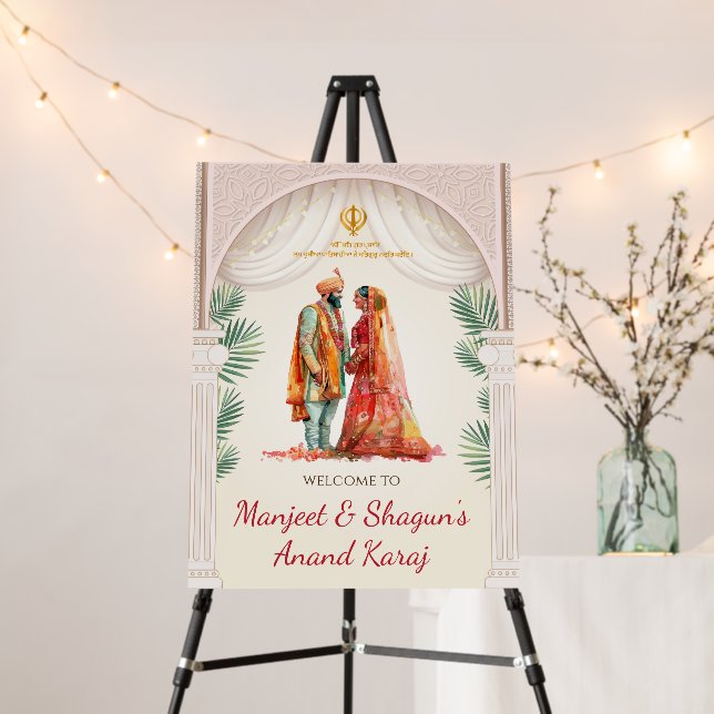 Sikh Wedding welcome Sign Anand Karaj Sign, Punjab (In Situ (Stand))