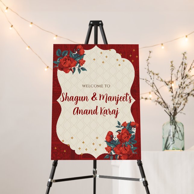 Sikh Wedding welcome Sign Punjabi Wedding Signs (In Situ (Stand))