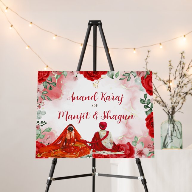 Sikh wedding Welcome Signs & Punjabi wedding signs (In Situ (Stand))