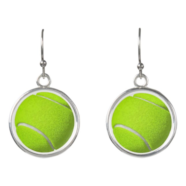 Sikver plated tennis ball Earrings (Front)