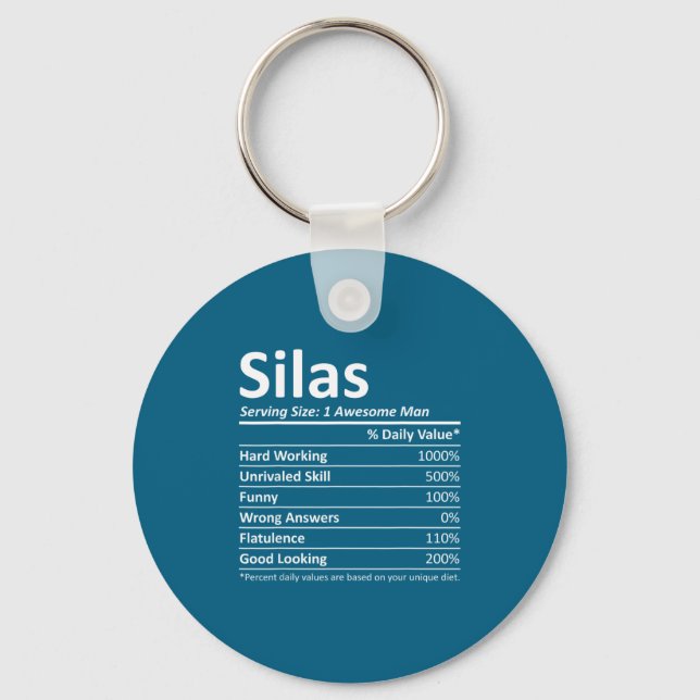 Silas Nutrition Funny Birthday D Name G  Keychain (Front)