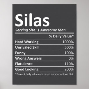 Silas Nutrition Funny Birthday D Name G  Poster