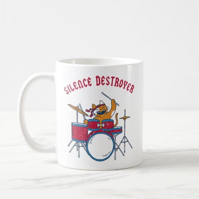 Silence Destroyer Drums Kitty Coffee Mug (Left)