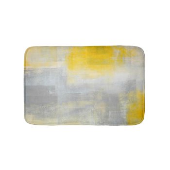 'silence' Grey And Yellow Abstract Art Bathroom Mat by T30Gallery at Zazzle