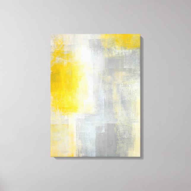 'Silence' Grey and Yellow Abstract Art Print (Front)