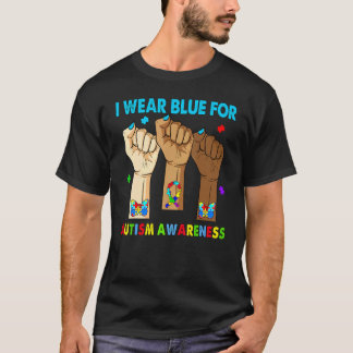 Silence Hand I Wear Blue For Autism Awareness T-Shirt