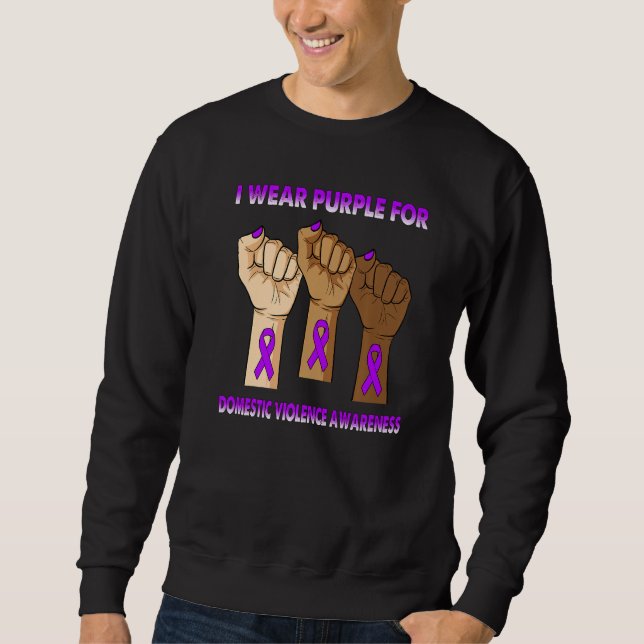 Silence Hand I Wear Purple For Domestic Violence A Sweatshirt (Front)