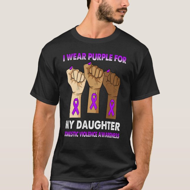 Silence Hand I Wear Purple For My Daughter Domesti T-Shirt (Front)