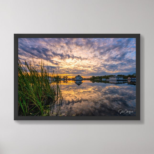 Silence in Gold and Water: Erie PA Sunset  Framed Art (Framed Front)