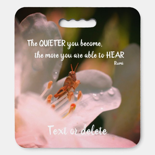 Silence Inspirational Rumi Quote Personalized Seat Cushion (Front Vertical)