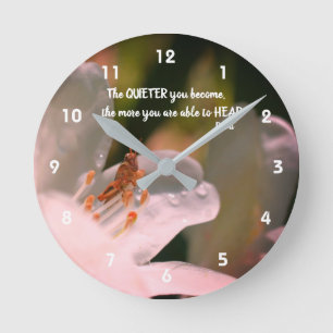 Silence Inspirational Rumi Quote Round Clock