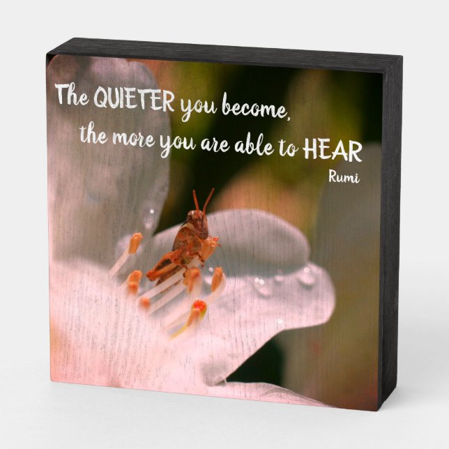 Silence Inspirational Rumi Quote   Wooden Box Sign (Angled Horizontal)