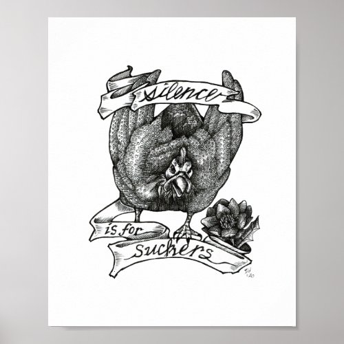 SILENCE IS FOR SUCKERS Guinea Tattoo Art Poster