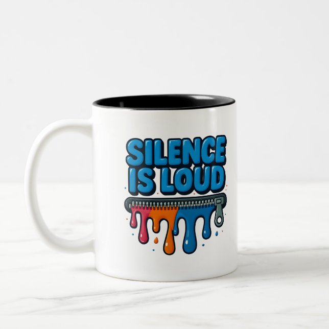 Silence Is Loud Bold Typography Art Mug (Left)