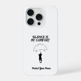 Silence Is My Comfort – Editable Quote Cat iPhone 15 Pro Case