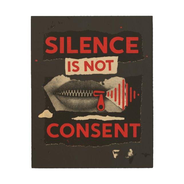 Silence Is Not Consent Awareness  Wood Wall Art (Front)