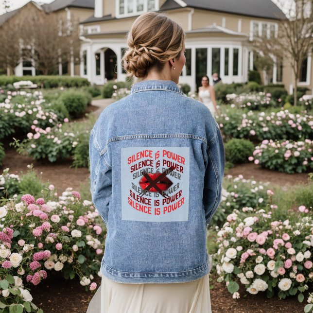 Silence Is Power Bold Typography Art Denim Jacket (Wedding Back)