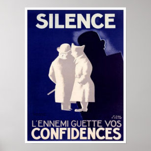 Silence L'ennemi Guette Vos Confidences French War Poster