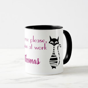 Silence Please, Genius at Work. Editable name Mug