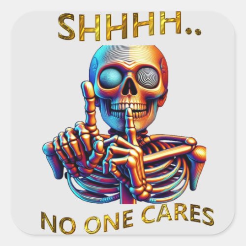 Silence Speaks Volumes Colorful Skeletal Figure Square Sticker