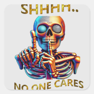 Silence Speaks Volumes Colorful Skeletal Figure Square Sticker