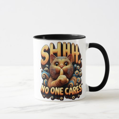Silenced Feline Elegance Shhh No One Cares Mug