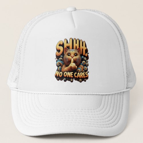 Silenced Feline Elegance Shhh No One Cares Trucker Hat