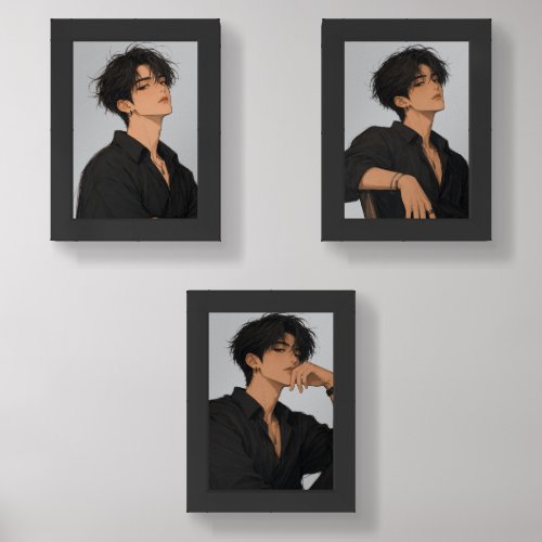 Silent Ambition Anime Boy Trio Framed Wall Art Set