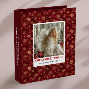 Silent Angelic Red Poinsettia Custom album 3 Ring Binder