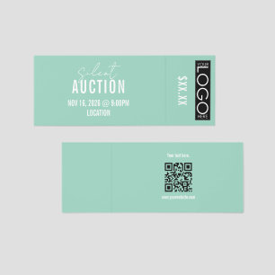 Silent Auction Admission Ticket Logo QR Code Teal