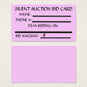 Silent Auction Bid Card (Front & Back)