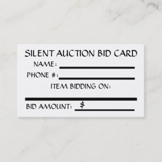 Silent Auction Bid Card (White)
