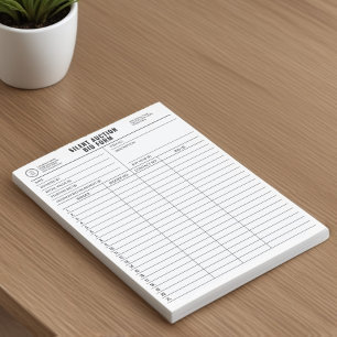 Silent Auction Bid Tear-Away Fundraiser Sheets Notepad