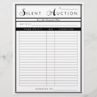 Silent Auction Form - Letter Sized Paper