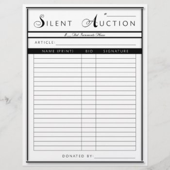 Silent Auction Form - Letter Sized Paper by OLPamPam at Zazzle