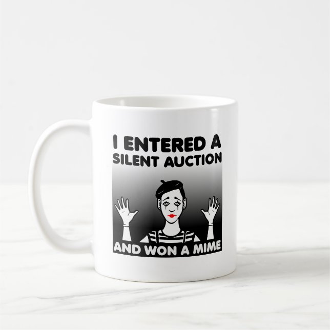 Silent Auction Mime Funny Mug (Left)