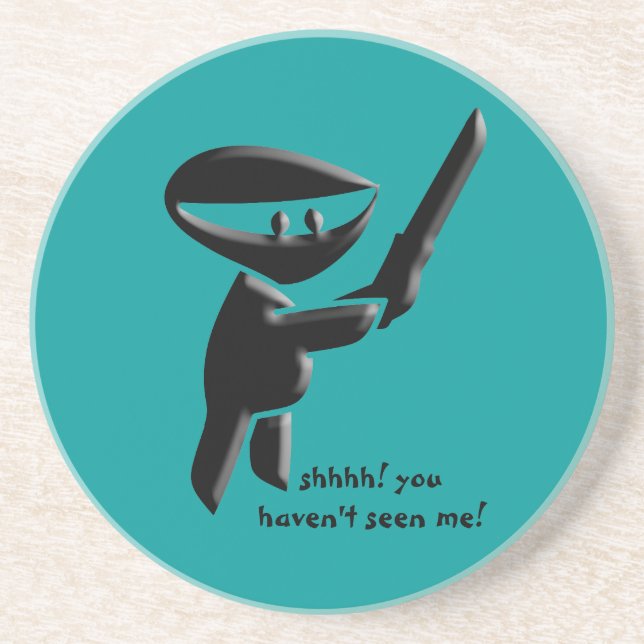 Silent black ninja assassin, armed and dangerous drink coaster (Front)