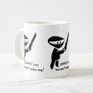 Silent black ninja assassin, armed and dangerous giant coffee mug
