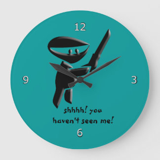 Silent black ninja assassin, armed and dangerous large clock