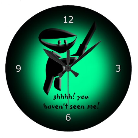 Silent black ninja assassin, armed and dangerous large clock