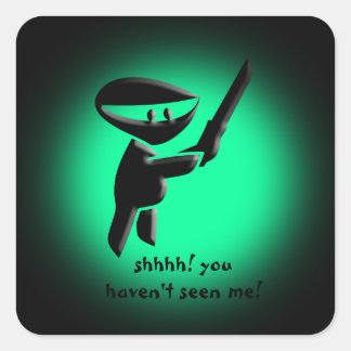 Silent black ninja assassin, armed and dangerous square sticker