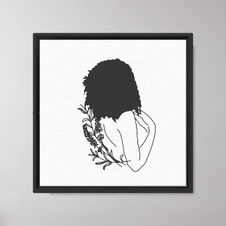 Silent Bloom – Minimalist Female Silhouette Art Canvas Print